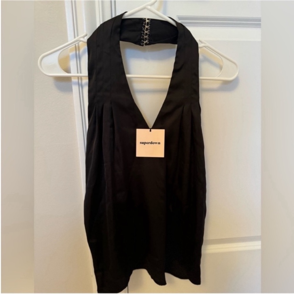 NWT Superdown by Revolve Women’s Elegant Satin Black Halter XXS